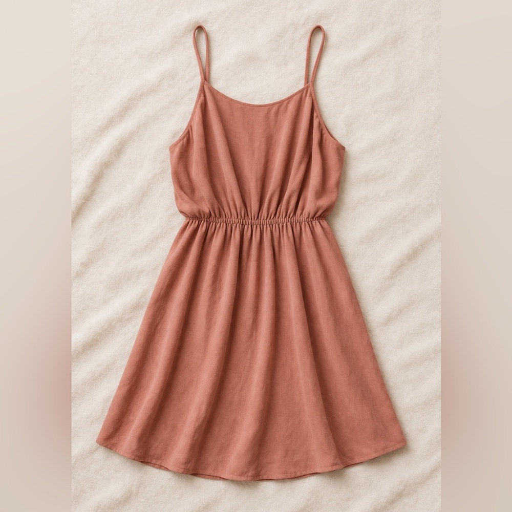 Lush Dusty Rose Babydoll Mini Dress Large Pink Tie Back Wedding Guest Sundress